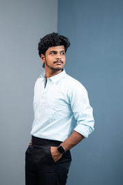 Cotton Shirt for Men | Stylish Slim Fit, Comfortable & Breathable - Sky Blue